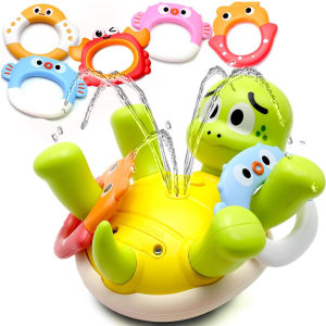 Baby Bath Toys Rechargeable Turtle Bath Toy for Kids Toddler with 5 Rings Bathtub Spraying Water Toy for Girl Boys Gifts