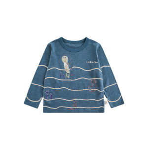 Fashionable Long Sleeve round Neck Graffiti T-Shirt for Boys Spring Casual Loose Childrens Shirt Stylish Versatile Kids Top