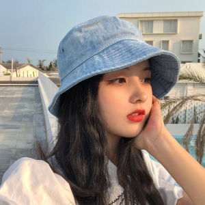 【♡Lovely girls house♡】Retro Denim Bucket Hat Summer Fashion Cap Korean Ins Style Sun Hat for Women Outdoor Beach Travel Visor