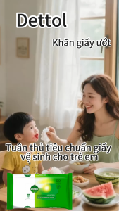 【Mua 1 tặng 1】Khăn ướt Dettol cho tay và miệng em bé cao cấp / cao cấp 50 tờ