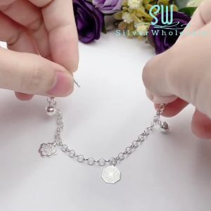 SilverWholesale #BB126 Original Silver 925 Kids/Baby/Newborn Anklet Bracelet (Rantai Kaki/Tangan/Gelang Kanak/Budak/Bayi) 出入平安