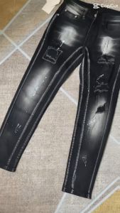 Quần bò jean nam dài đen rách 2 đáy phong cách chất jean co giãn tốt chuẩn form bền đẹp giá tốt 25/06
