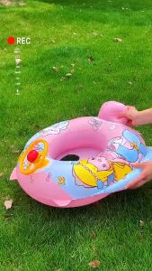 EliteCrest Inflatable Baby Pool Float with Sunshade and Steering Wheel Kids Swimming Ring for Water Fun