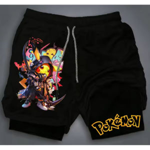 Bandai | Poké mon Elf Series Pikachu X Venom Style Double Shorts 2026 Summer Fashion Mens Breathable Loose Sweaters