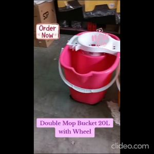 Rayaco Heavy-Duty 20L Plastic Mop Bucket with Wheels | Compact Mop Stand | Durable Cleaning Equipment