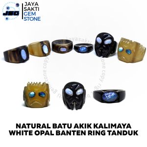 Natural Batu Akik Kalimaya White Oval Banten Ring Tanduk
