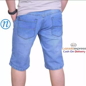 Celana Jeans Pendek Pria - Celana Simple dan Santai - Celana Jeans Biru Muda