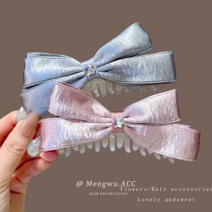 MENGWU | Bow Ribbon Satin Crystal Hair Clip