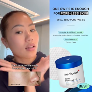 Medicube Zero Pore Pad 2.0 70pcs – Gentle Daily Exfoliating Toner Pads with AHA + BHA + Panthenol + Allantoin Refines Pores