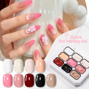 9 Colors Nine Palace Grid Pat Nail Polish Nude Nail Gel Smudges Canned High Saturation Popular Semi-Solid Nail Salon For DIY Art