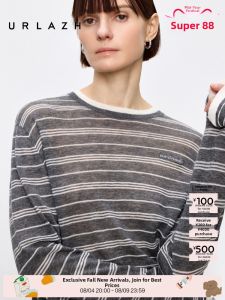 URLAZH | Casual Relaxed Striped Gray White Contrast Sweater