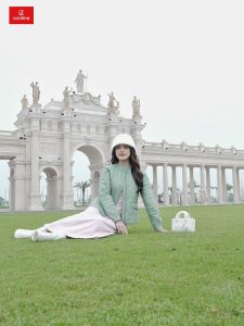 Áo phao nữ CARDINA chất liệu gió chần bông cản gió kiểu dáng cổ tàu mềm mại trẻ trung thanh lịch 4PNF10