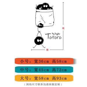 Totoro Cute Wall Stickers Back Creative Japanese Cartoon Animation Dormitory Wall Decorative Stickers Anime Fans