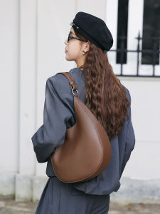 BeeGreen Women Real Leather Crescent Shoulder Bag Fashion Semicircle Handbag Elegant Underarm Bag Daily Commuting Bag