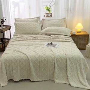 DQ Cozy Luxe Double-Sided Wool Cashmere Throw Blanket 180cmx200cm - Soft & Warm Bed Cover