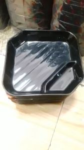 Khay nhựa melamine đựng sushi đồ ăn lẩu nướng BBQ vuông 2 ngăn đen bóng / nâu bóng - 15.5 x 15.5 x 3.0 cm - SuSHi 03