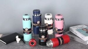 Bình giữ nhiệt Inox316 kiểu Nhật YIKESI dung tích 800 và 1000ml có tay cầm khay lọc trà giữ nhiệt 14h