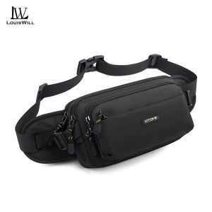 LouisWill Men Bag Nylon Chest Pack Multi-layer Chest Bag Crossbody Pack Zipper Waist Sports Bag Waterproof Bag Street Shoulder Bag Messenger Bag Travel Bag for Work or Business