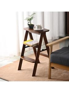 Thickened Folding Step Ladder Kitchen Multi-Functional Home Indoor Stool Two-Purpose Ladder Elderly Suitable Bamboo Material
