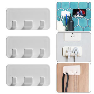 Wall-Mounted Storage Hook Non-punching Power Plug Socket Self-Adhesive Storage Rack Kitchen Bathroom Storage Accessories