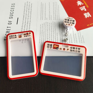 Transparent Two-Sided Retractable Lunch Card Holder Student Campus ID Badge Clip Expandable Horizontal ABS Material Card Case