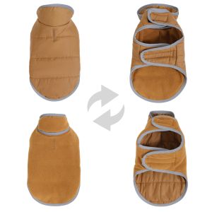 Fleece Warm Pet Clothes For Winter Reversible Cat Jacket With Leash Hole Reflective Waterproof Pets Coat For Puppy Cats Sphynx