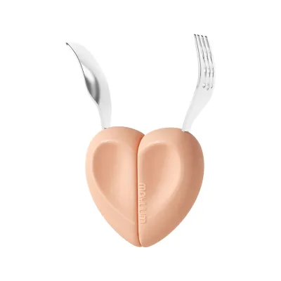 Moyuum | Love Shaped Silicone Stainless Steel Baby Spoon Training Short Handle