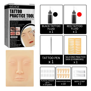 Eelhoe Embroidery Practice Tool Kit Beginner Simulation Exercise Fake Skin Set Professional Permanent Makeup Beauty Tool Eyebrow Eyeliner Lip Embroidery Tattoo Training Set 3D Practice Skin Pigment Inks For Starter Tools Reusable Silicone Practice Pad