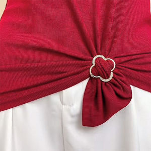 Spring Summer Silk Scarf T-Shirt Decorative Button Ring Fixed Leaf Clover Versatile Clothing Hemming Clip for Women Fashion Accessory