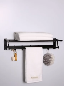 ชั้นวางผ้าขนหนูพับได้ กันน้ำ ดีไซน์ทันสมัย ไม่จำเป็นต้องเจาะผนัง