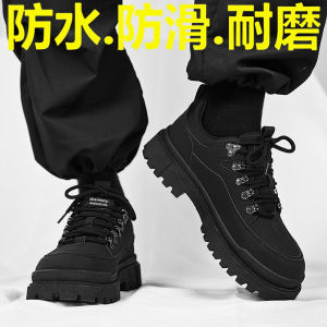 Mens Sport Martin Boots Anti-Slip Wear-Resistant Labor Protection Shoes Outdoor Climbing Thick Bottom Black Low-Top Boots