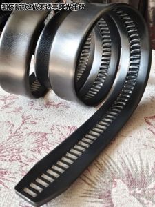 Pure Gum Rubber Waistband Strong and Durable Belt Body Long Automatic Buckle without Buckle Pant Belt Mens Full Teeth Buckle Slot