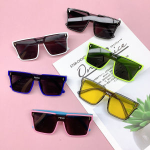 Fesyen surat bayi cermin mata hitam bingkai besar Boys Girls Sun Glasses Outdoor Sun Protection kanak-kanak Eyewear