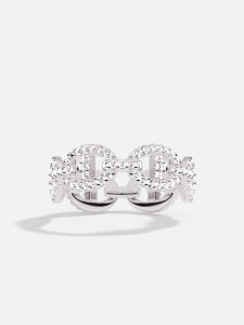 White Chain Ring Link Design