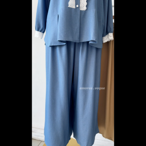 Plus Size (3XL-6XL) Tweed Herringbone Stretchable Soft Denim Fabric Side Pocket Palazo Pant (4160)