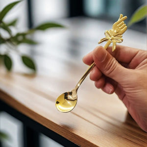 Korean Style Stainless Steel 304 Coffee Stirring Spoon Afternoon Tea Dessert Ice Cream Spoon Cute Healing Soft Design Spoon