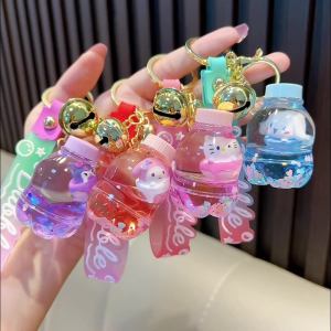 【Ready Stock】Sanrio Quicksand Liquid Keychain Kuromi Cinnamoroll Melody Keychain Pendant Schoolbag Pendant