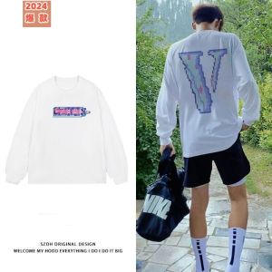 เสื้อยืดคอกลมแขนยาวสำหรับวิ่งและออกกำลังกายสำหรับผู้ชาย ทรงหลวม สวมใส่สบาย ระบายอากาศได้ดี สวมใส่ได้ทุกวัน