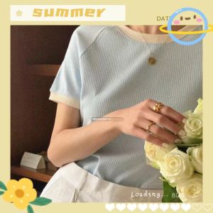 KDAShop HOT เสื้อยืดแฟชั่น เสื้อยืดผู้หญิงสุดฮิต เสื้อแขนสั้นคอกลม สีทูโทนสุด ฮิตยิ้ม กับ อากาศร้อน กระเป๋าเงา ผ้านิ้ว นิ่ม กระสุนทรง เหมาะสำหรับเมืองไทย ราคาสั่งฟื้น