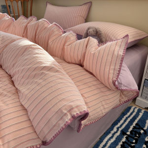 Kiss Dear | Scandinavian Style Pure Cotton Striped Bedding Set 4-Piece
