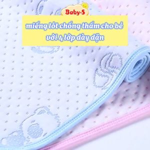 Tấm lót chống thấm cho bé 4 lớp siêu mềm mại Baby-S Miếng lót chống thấm cho bé họa tiết hình gấu đáng yêu – SSS038