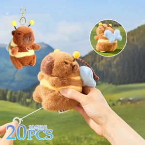1-20PCS Cute Bee Capybala Bag Pendant Plush Keychain Doll Niche Backpack Hanging Decoration High-end Doll Plush Toy Small Gift