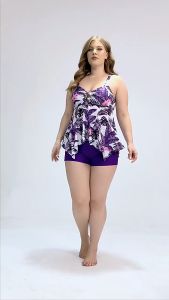 2024 new summer season style plus-size swimsuit womens conservative split bikini boxer swimmers stock two-piece plus-size swimsuit set plus size swimsuit women swimsuit for women plus size swimsuit women plus size xxl tankini swimsuit plus size