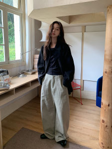 Retro Washed Straight Leg Jeans Womens Slim Wide Leg Pants High Waist Denim Pants Comfortable Breathable Casual High Waist