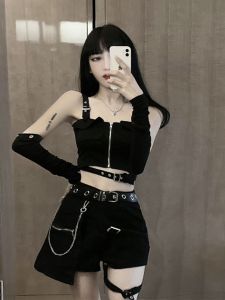 Sweet Spicy Jazz Dance Top for Women Korean Music Festival Performance Dress Adult Set Y2K Music Festival Skirt Pants