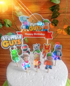 (Custom Nama) Topper / Hiasan Kue Karakter Stumble Guys Bisa Tambah Nama
