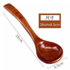Large Size Natural Wood Soup Spoon for Non-Stick Pan Wooden Spoon for Hot Pot Bent Spoon Real Wood Cooking Utensil