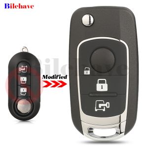 Jingyuqin Modified Folding Flip Remote Car Key Shell For Fiat 500 Panda Punto Bravo Ducato Tipo Egea 2/3BTN Uncut SIP22 Blade