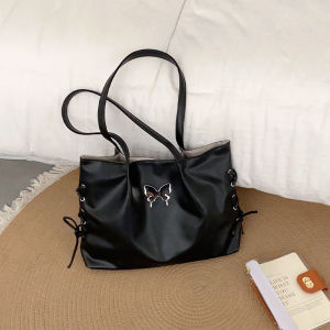 Large Capacity Commuter Tote Bag Womens Underarm Single Shoulder Handbag Casual Style Korean Fashion Soft PU Leather