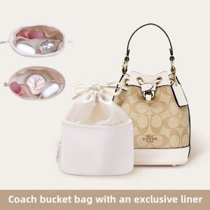 Mini Drawstring Coach Dempsey14 Tote Bucket Bag Inner Liner Nylon Material Pure Color Ladies Storage Organizer